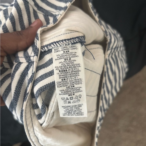 Free People Pants Womens 8 Frankie High Rise Cropped Button Fly Striped Nautical - Picture 6 of 7